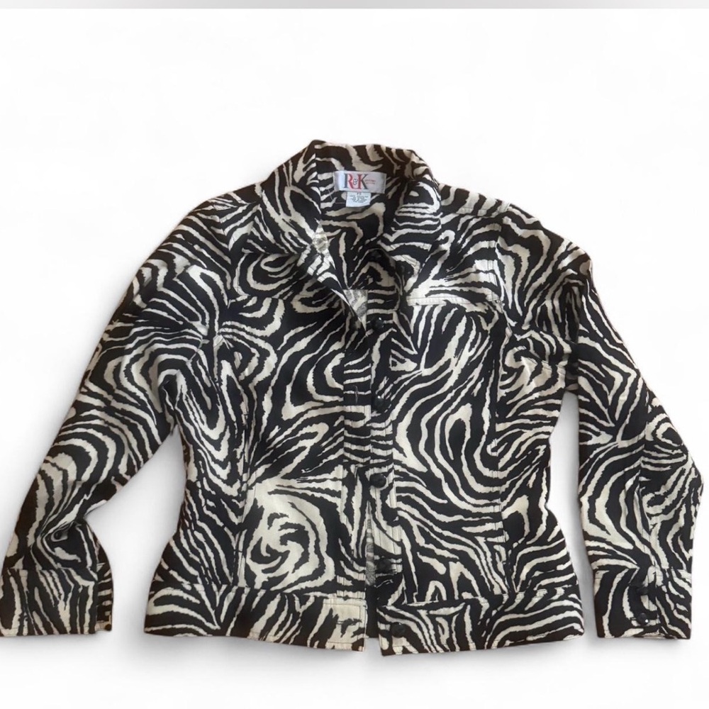 RK Black & White Zebra Print Jean Jacket